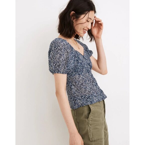 Women's - Madewell Sweetheart Top in Bengali Blockprint, Size 2 - Picture 2 of 12